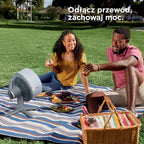 Shark FlexBreeze TableMate Wentylator bezprzewodowy wewnętrzno-zewnętrzny, do 24 godz. pracy, wydajne chłodzenie, zasięg 20 m, cichy, 5 szybkości, oscylacja, zdalne sterowanie, zimowa mgła, FA150EU