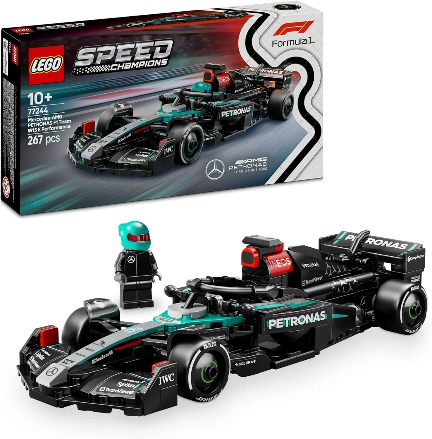 LEGO Speed Champions Oracle Red Bull Racing RB20 F1 Racingbil, byggsats för vuxna med 1 minifigur, byggbar modell och Formel 1-temapresent att samla på 77243(Mercedes-AMG F1 W15 Race Car 77244)